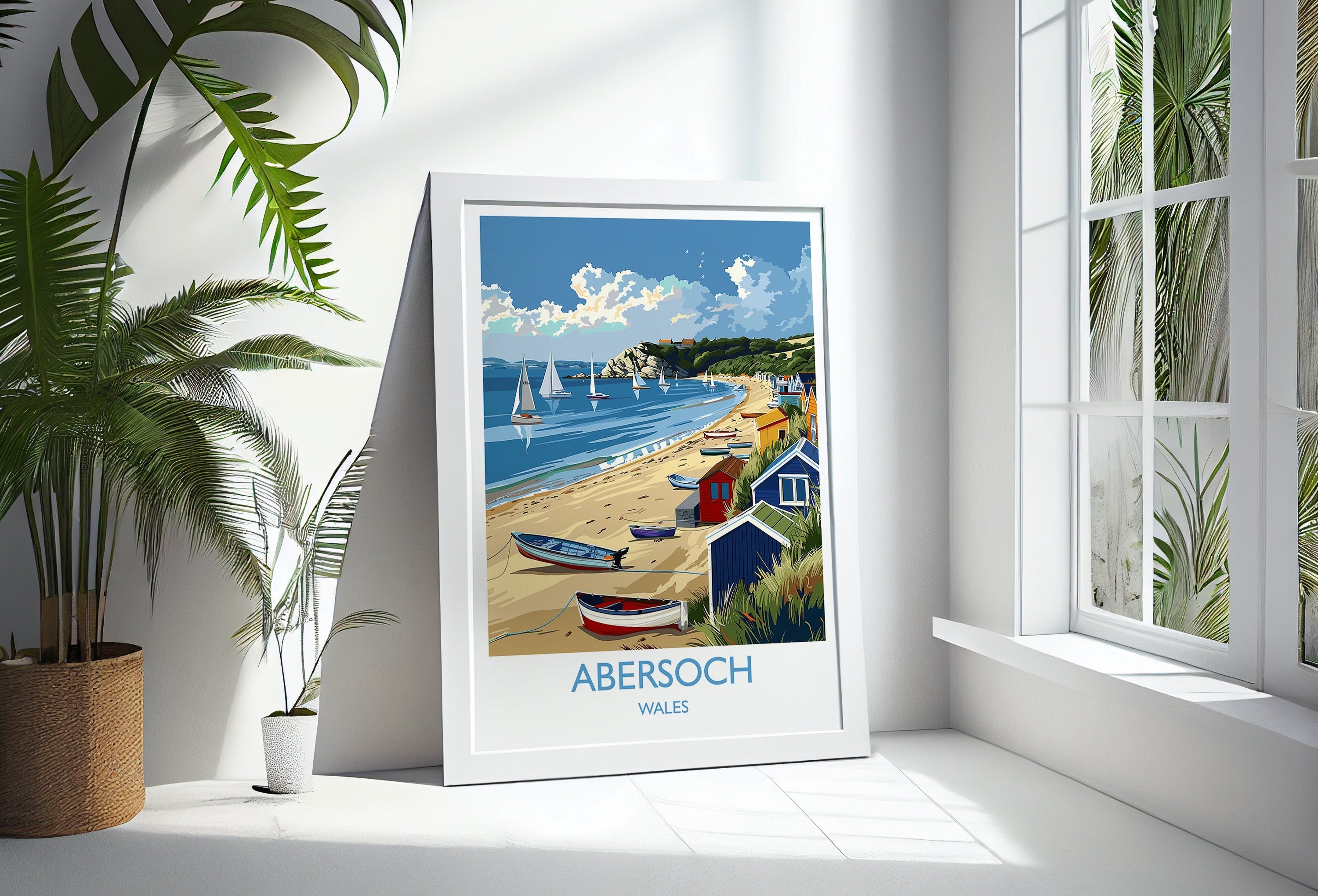 Abersoch Travel Print Wall Art, Abersoch Travel Poster, Wales, Welsh Art, Abersoch Art lovers Gift, Wall Art Print NQ Media Designs