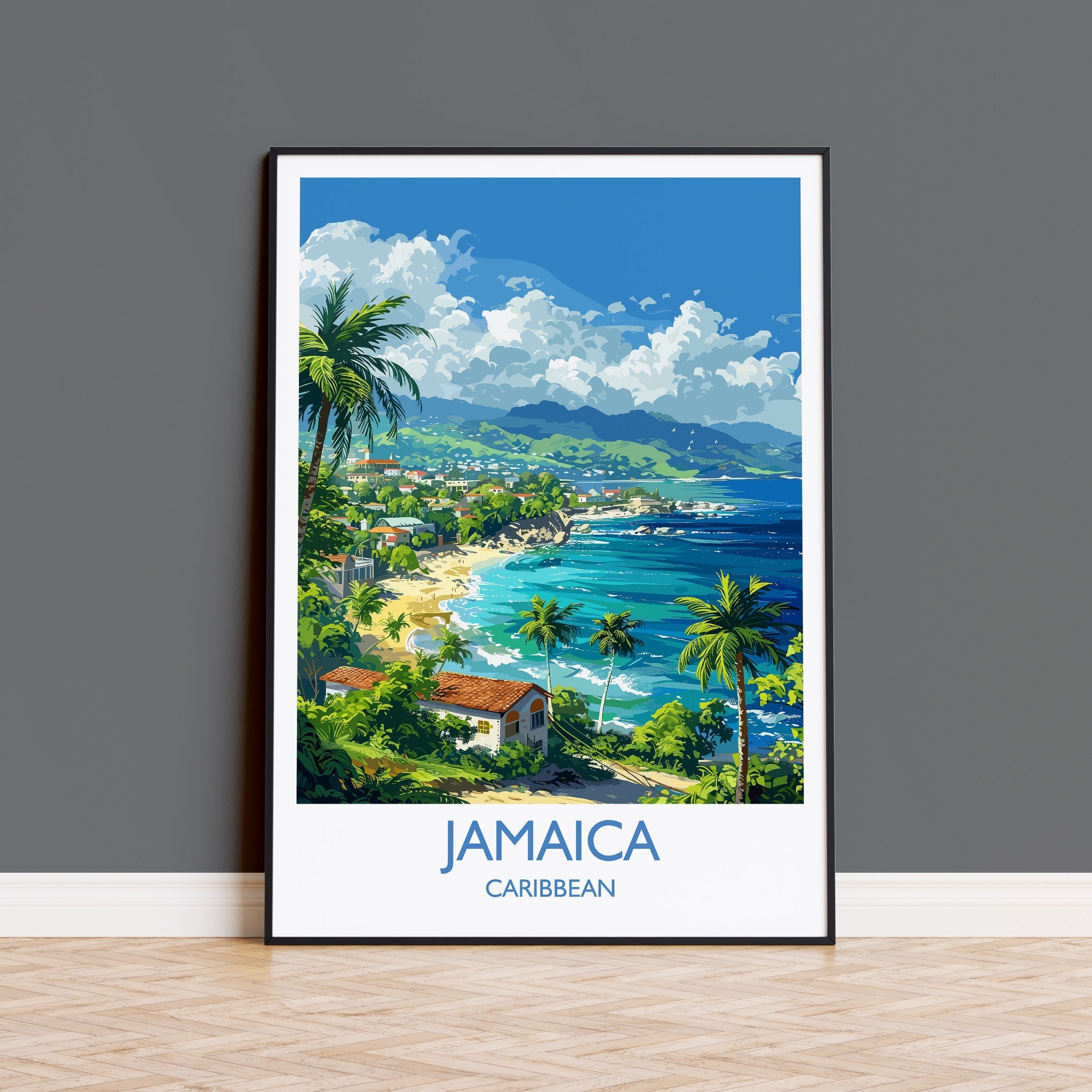 Jamaica Travel Print, Travel Poster of Jamaica, Caribbean, Jamaica Art Lovers Gift, Caribbean Gift, Wall Art Print NQ Media Designs