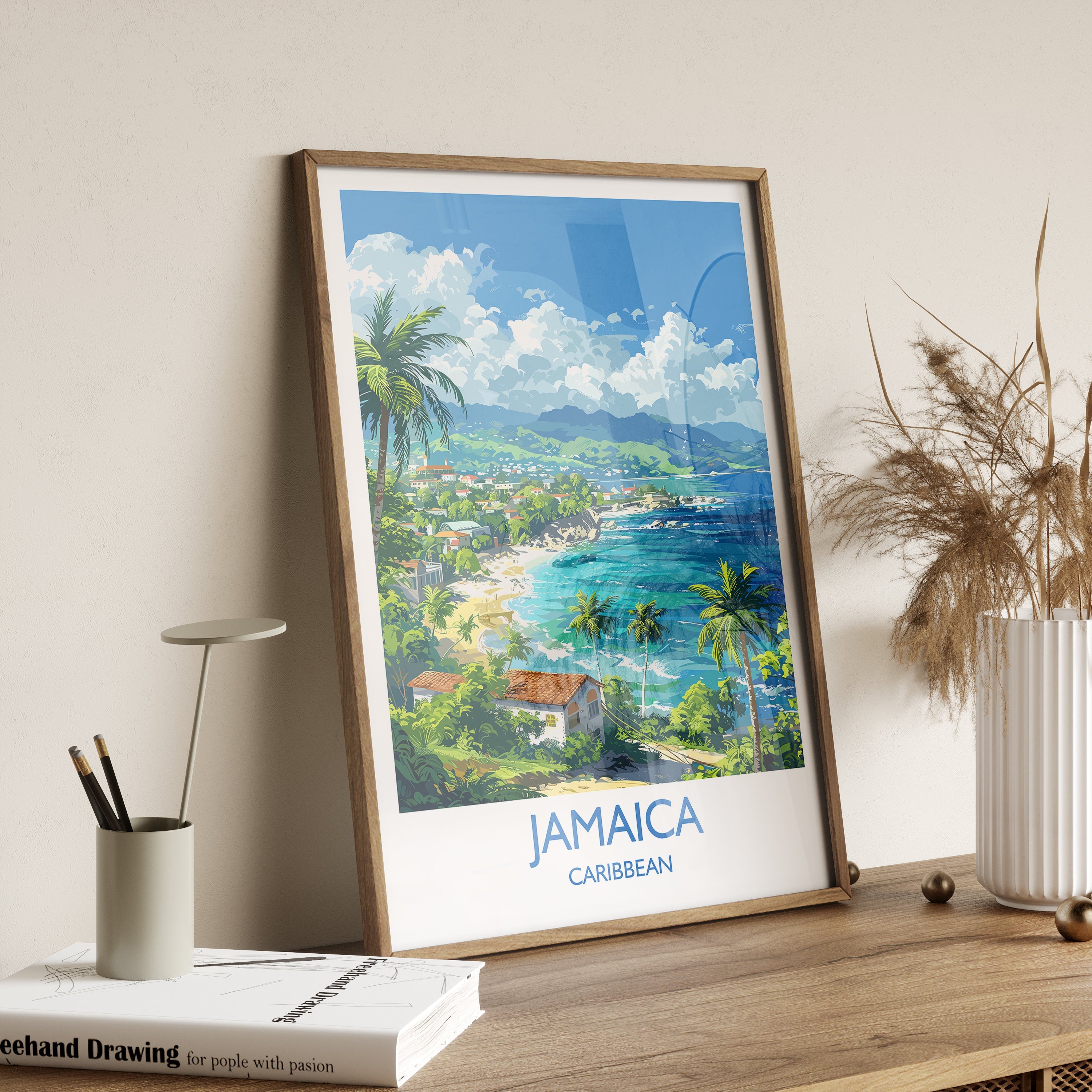 Jamaica Travel Print, Travel Poster of Jamaica, Caribbean, Jamaica Art Lovers Gift, Caribbean Gift, Wall Art Print NQ Media Designs