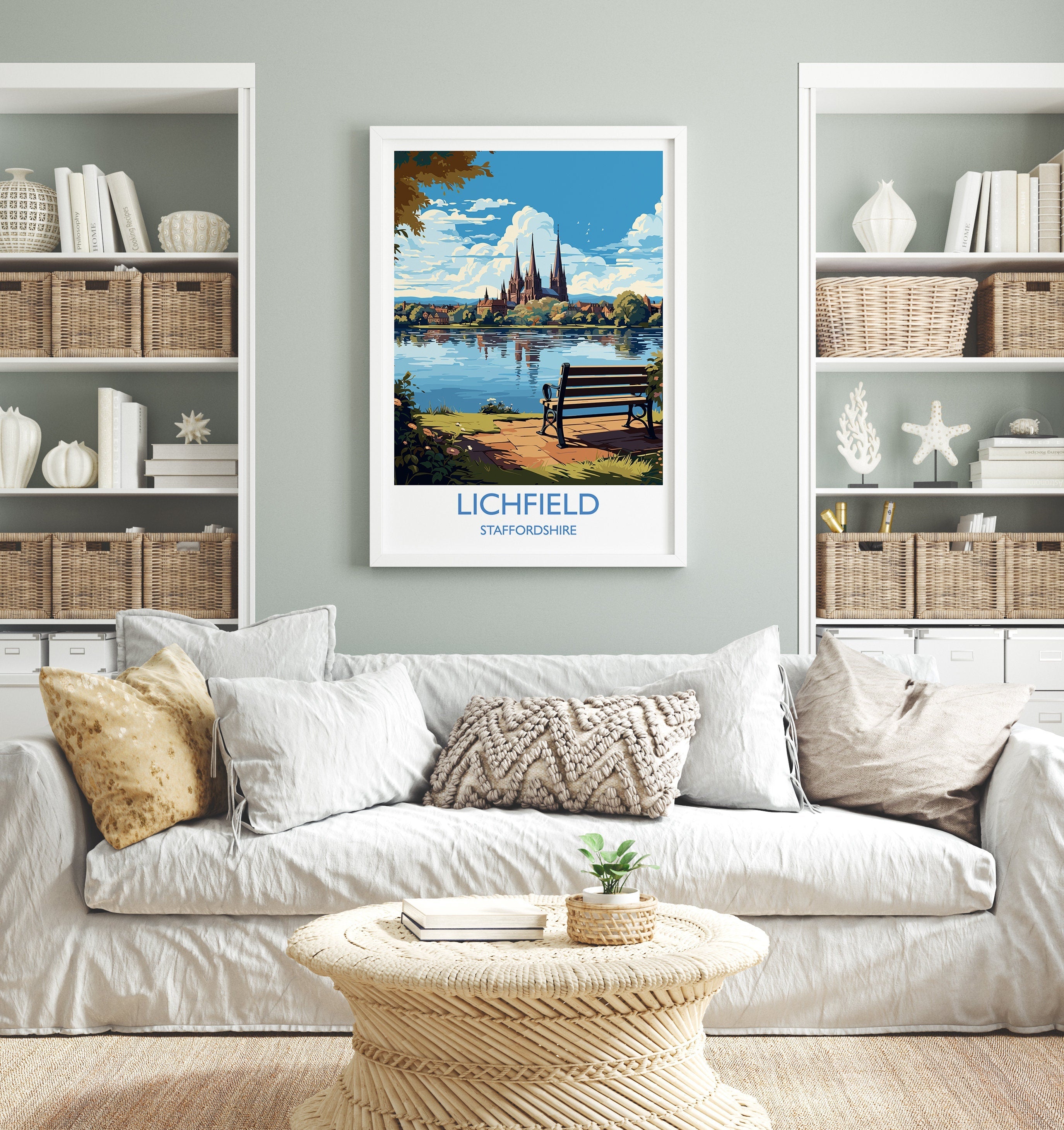 Lichfield Travel Print, Travel Poster of Lichfield, England, Staffordshire Art, Lichfield Art Lovers Gift, Wall Art Print NQ Media Designs