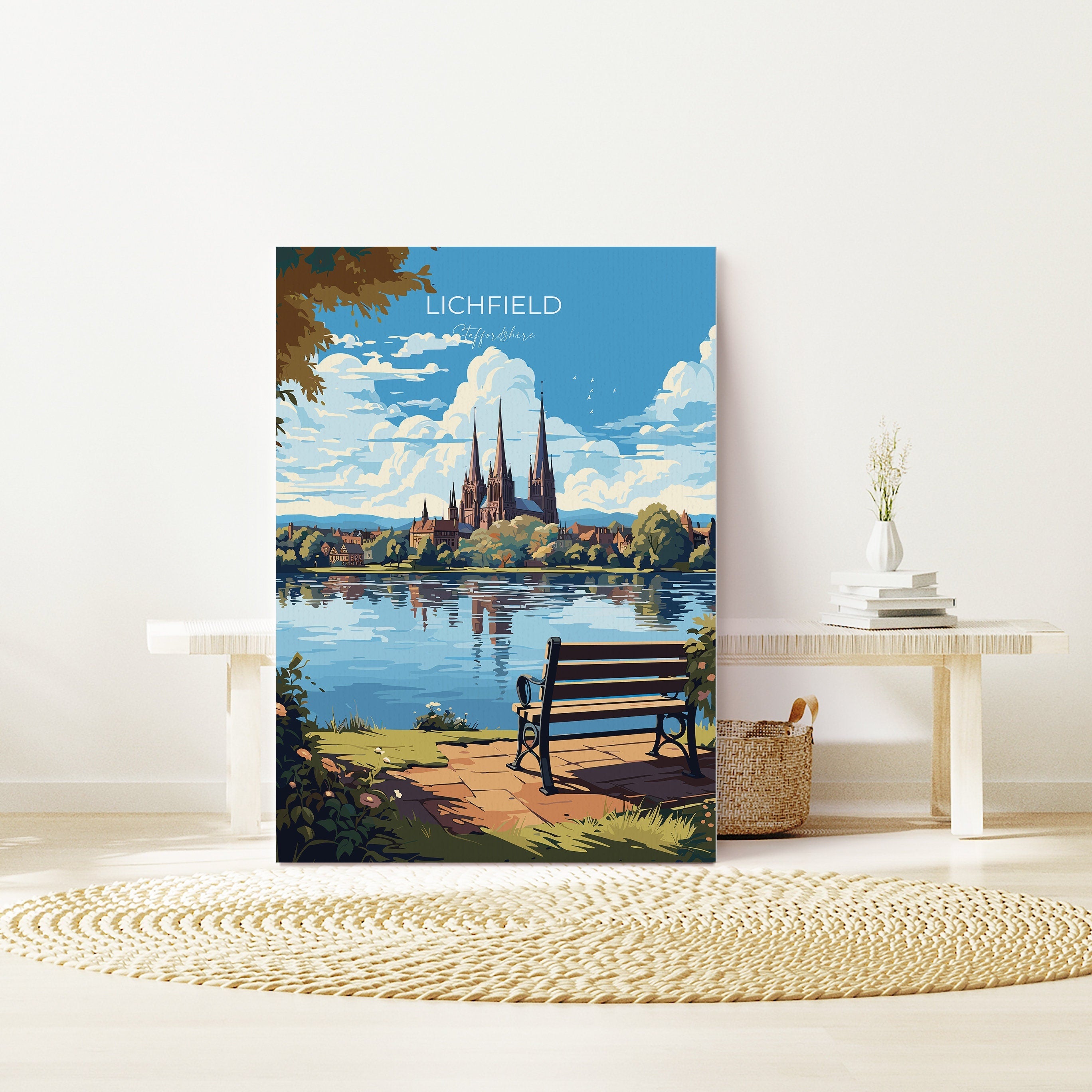 Lichfield Travel Poster, Travel Print of Lichfield, England, Staffordshire Art, Lichfield Art Lovers Gift, Wall Art Print NQ Media Designs