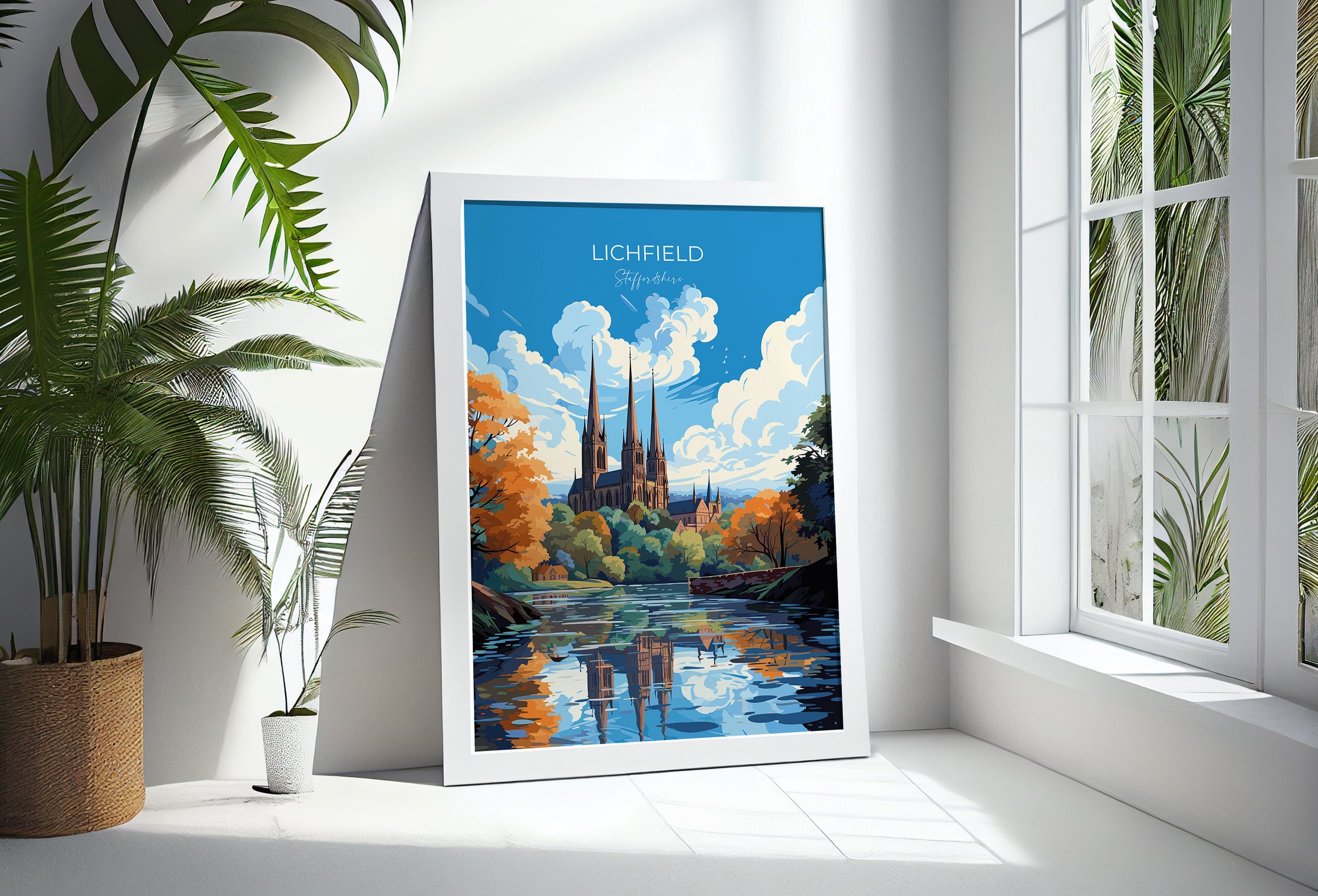 Lichfield Travel Poster, Travel Print of Lichfield, England, Staffordshire Art, Lichfield Art Lovers Gift, Wall Art Print NQ Media Designs