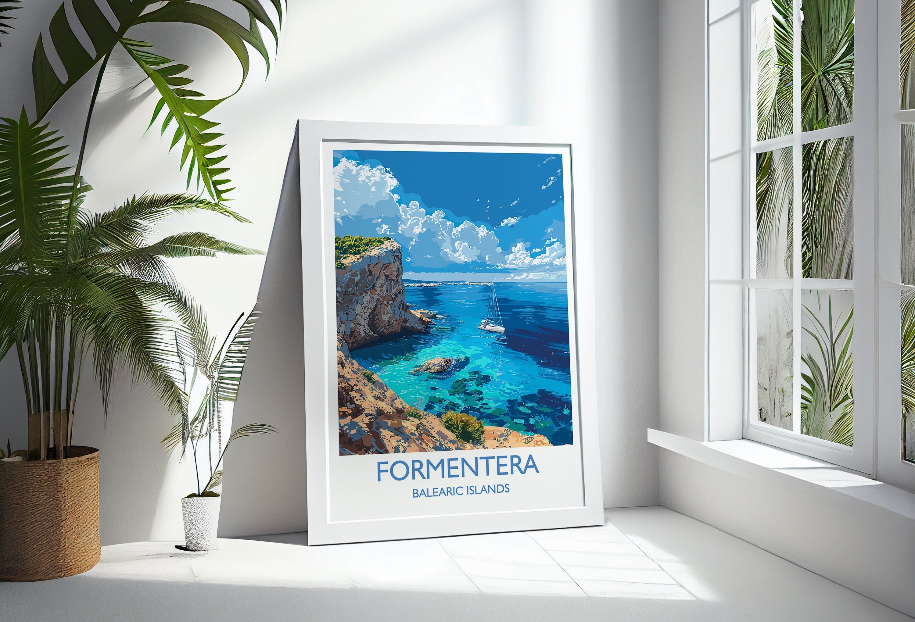 Formentera Travel Print, Travel Poster of Formentera, Balearic Islands Art Lovers Gift, Formentera Wall Art NQ Media Designs