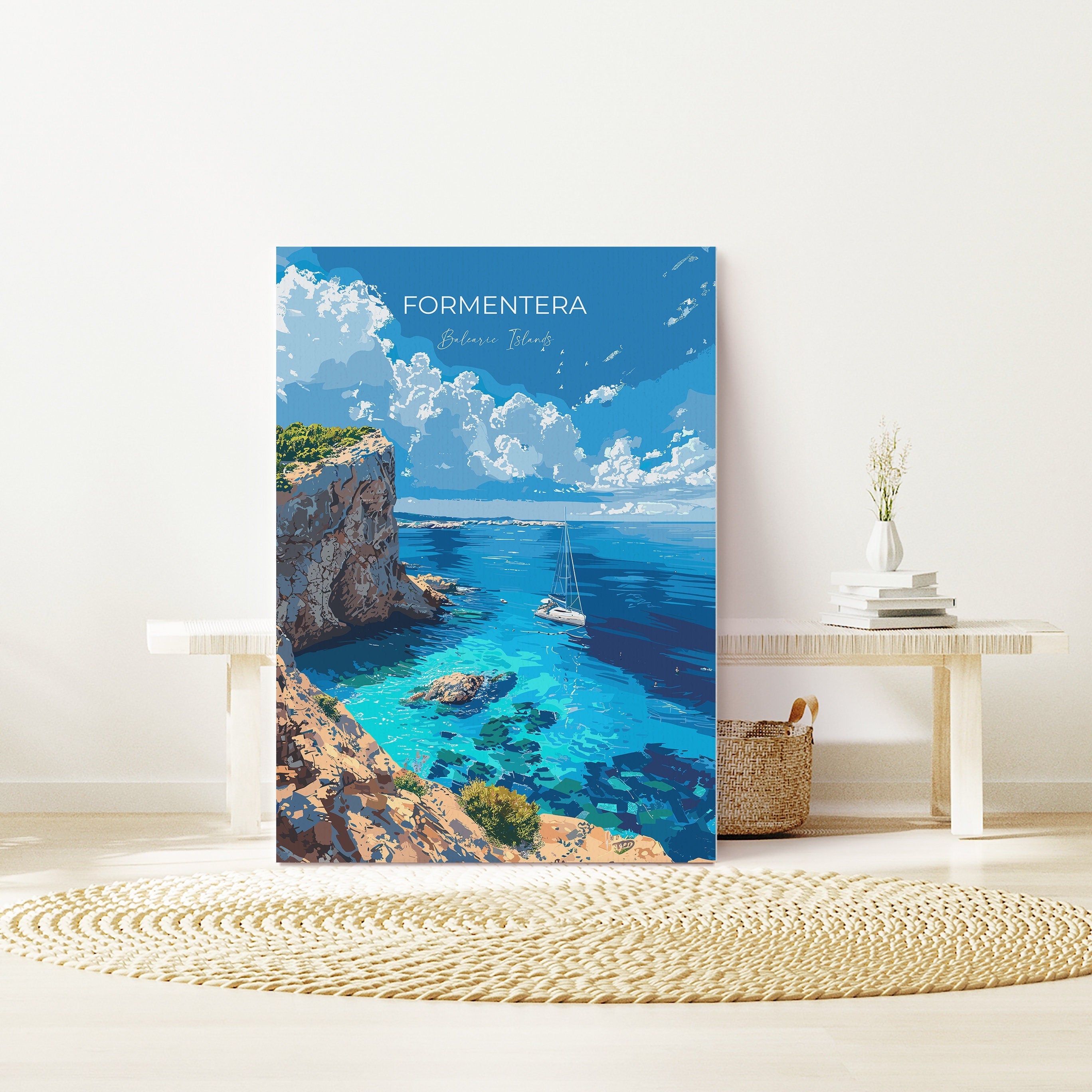Formentera Travel Poster, Travel Print of Formentera, Balearic Islands Art Lovers Gift, Formentera Wall Art NQ Media Designs