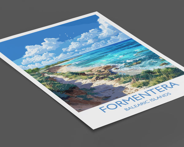 Formentera Travel Print, Travel Poster of Formentera, Balearic Islands Art Lovers Gift, Formentera Wall Art