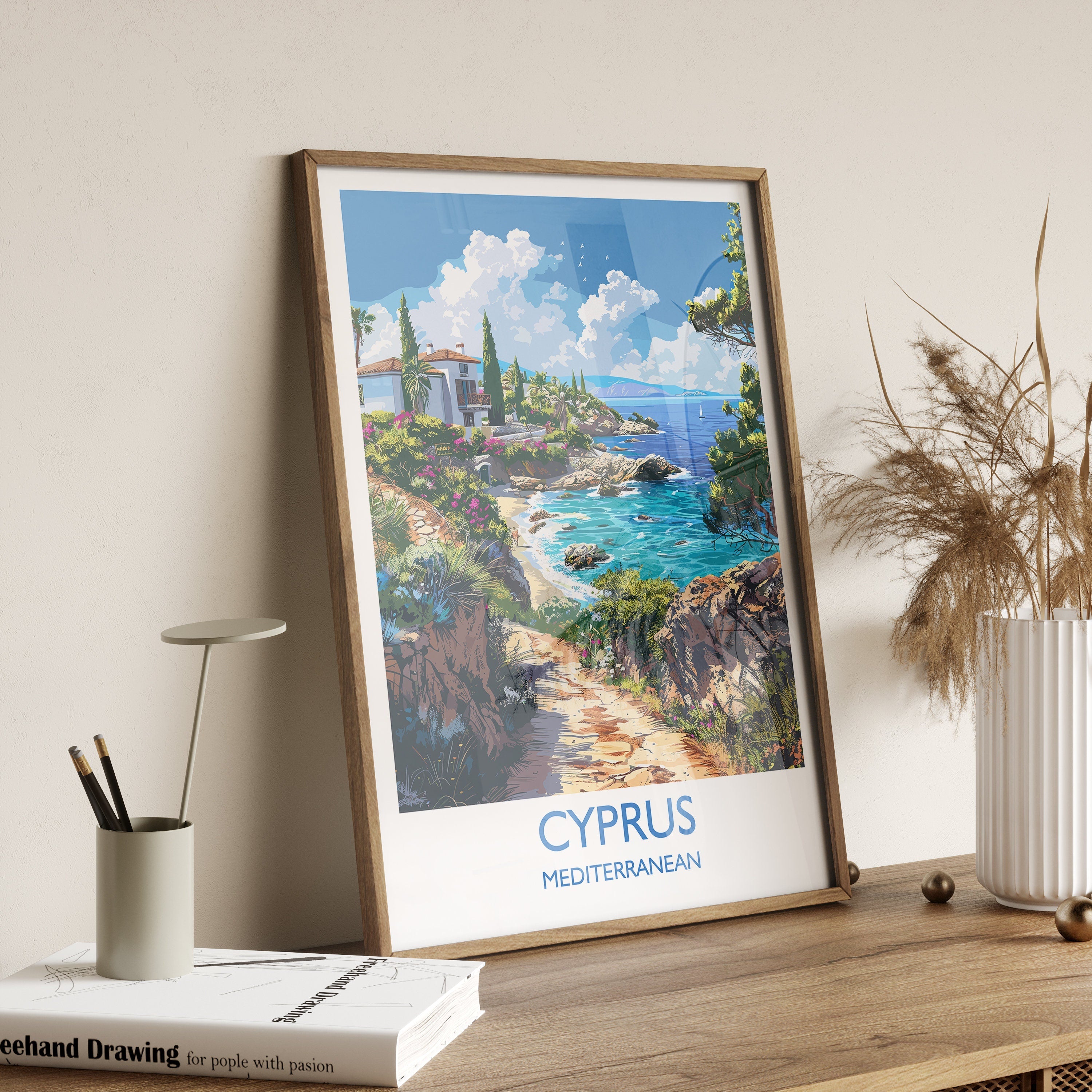 Cyprus Travel Print, Travel Poster of Cyprus, Mediterranean, Cyprus Art Lovers Gift, Cyprus Wall Art NQ Media Designs