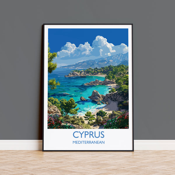 Cyprus Travel Print, Travel Poster of Cyprus, Mediterranean, Cyprus Art Lovers Gift, Cyprus Wall Art
