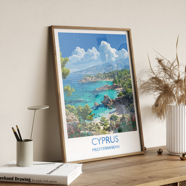 Cyprus Travel Print, Travel Poster of Cyprus, Mediterranean, Cyprus Art Lovers Gift, Cyprus Wall Art