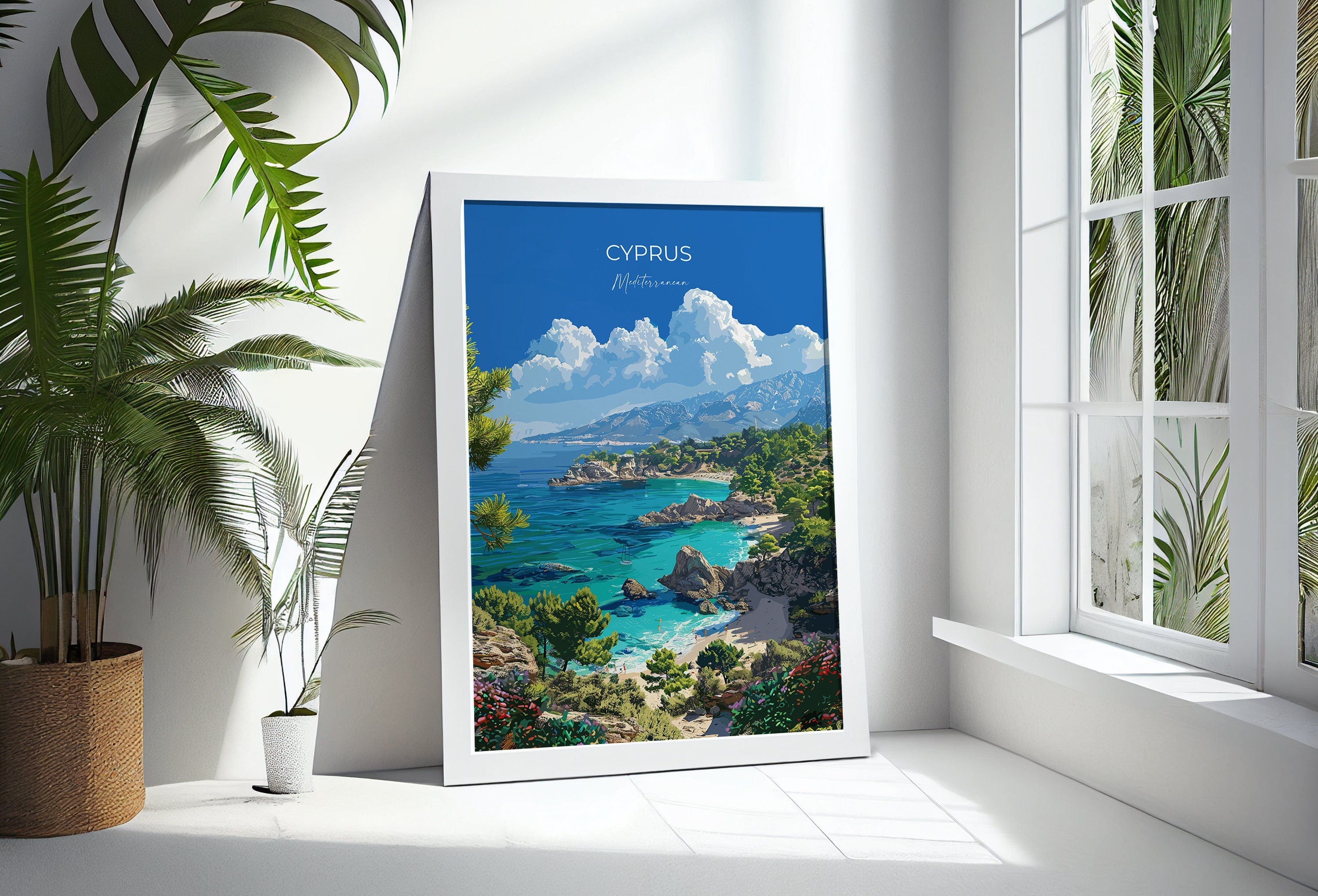 Cyprus Travel Poster, Travel Print of Cyprus, Mediterranean Art, Cyprus Art Lovers Gift, Cyprus Wall Art NQ Media Designs