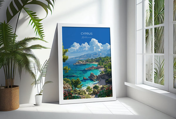 Cyprus Travel Poster, Travel Print of Cyprus, Mediterranean Art, Cyprus Art Lovers Gift, Cyprus Wall Art