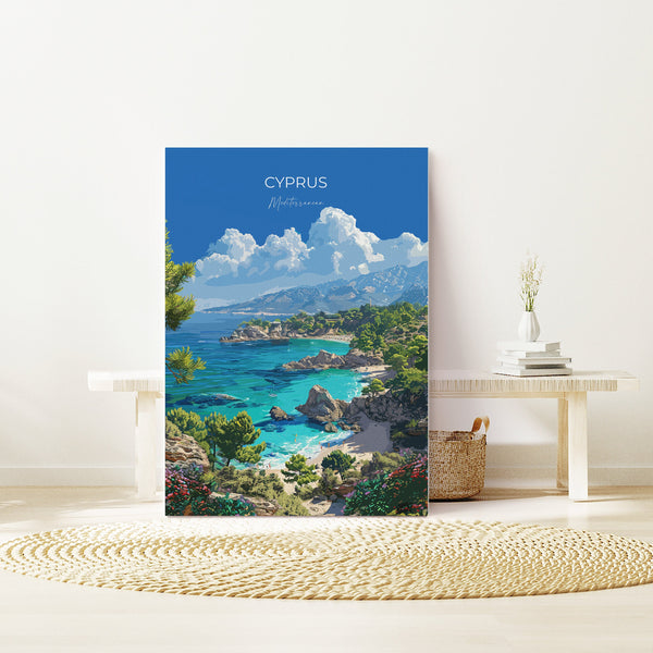 Cyprus Travel Poster, Travel Print of Cyprus, Mediterranean Art, Cyprus Art Lovers Gift, Cyprus Wall Art