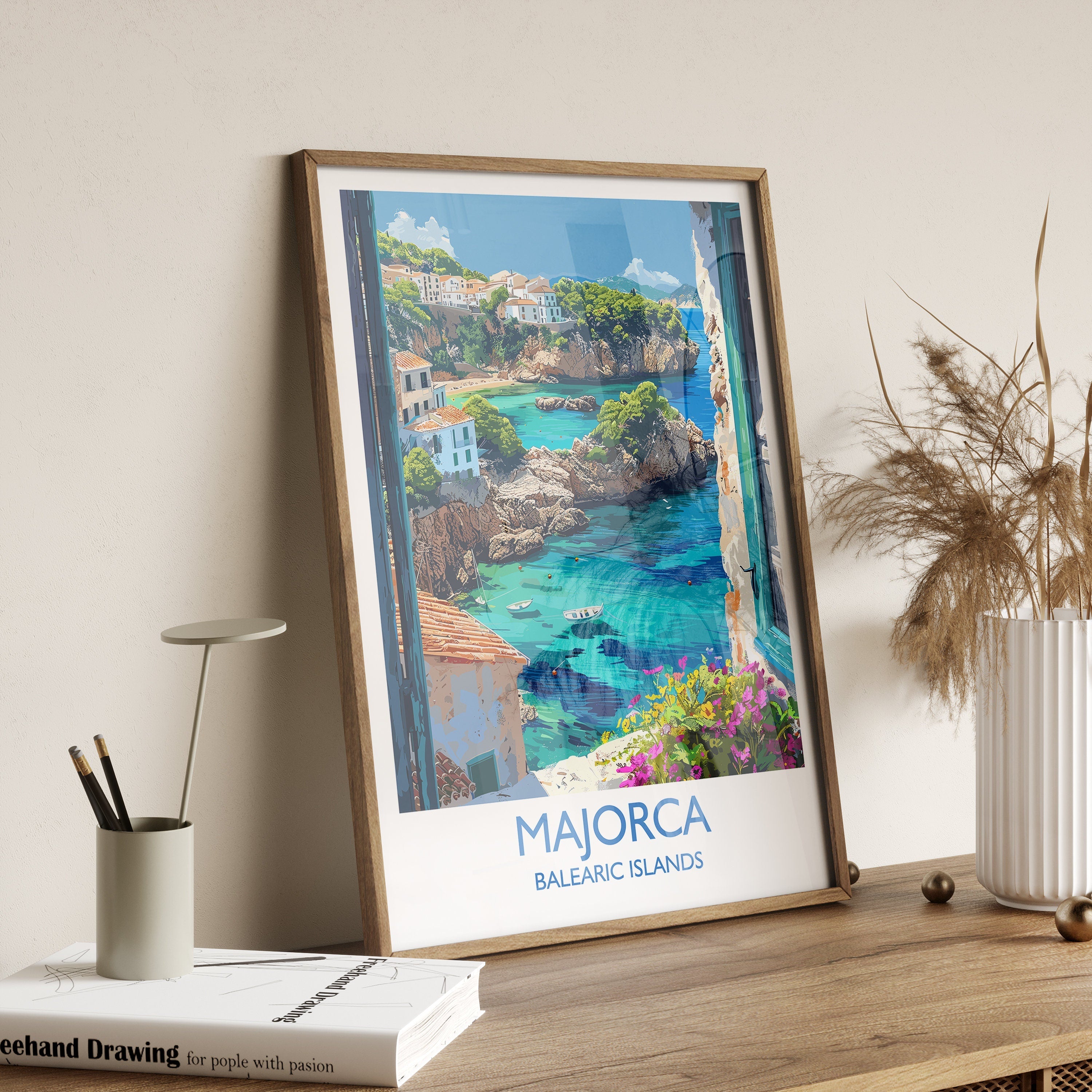 Majorca Travel Print, Travel Poster of Majorca, Balearic Islands Art Lovers Gift, Majorca Wall Art NQ Media Designs