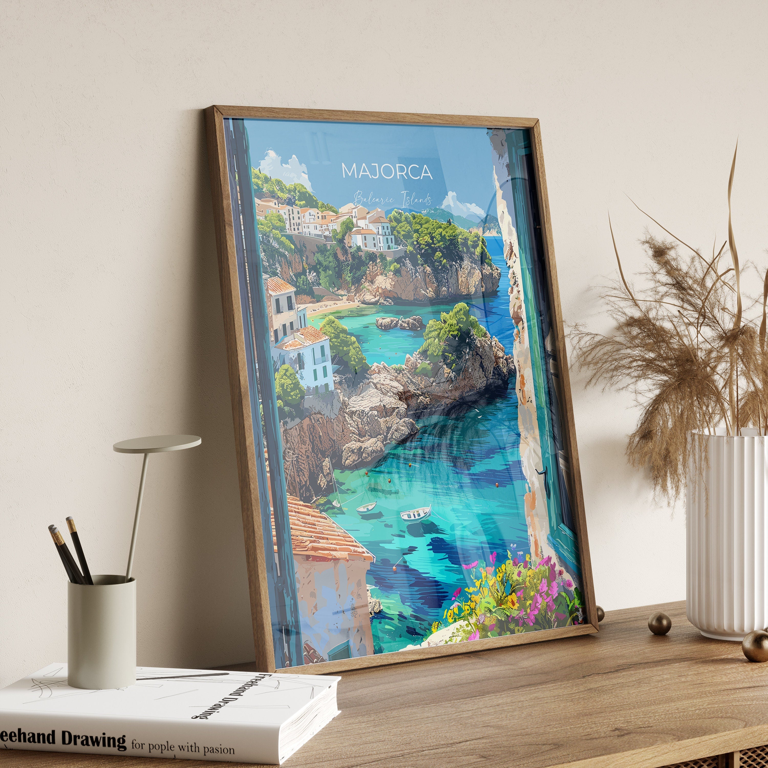 Majorca Travel Poster, Travel Print of Majorca, Balearic Islands Art Lovers Gift, Majorca Wall Art NQ Media Designs