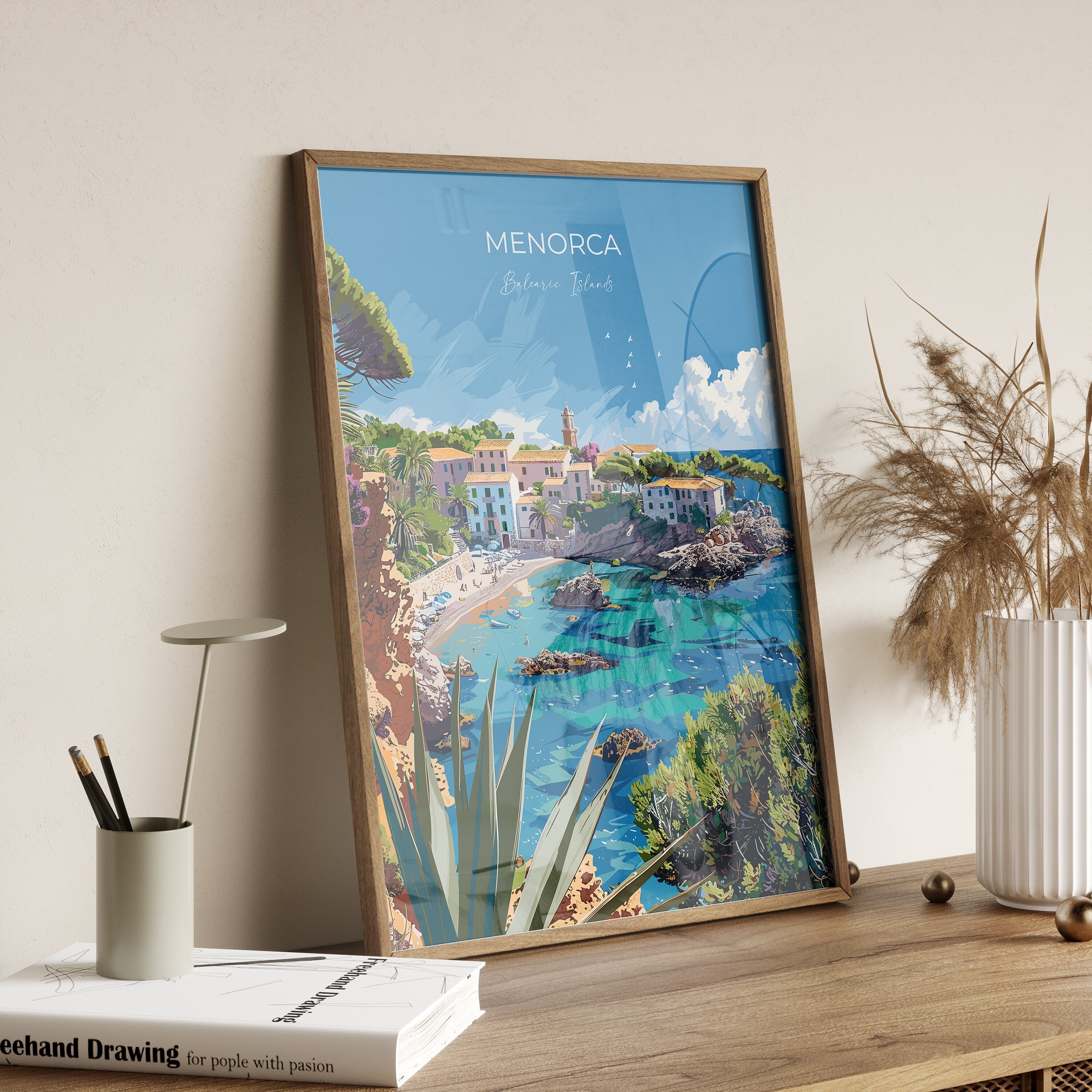 Menorca Travel Poster, Travel Print of Menorca, Balearic Islands Art Lovers Gift, Menorca Wall Art NQ Media Designs