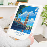 London Travel Print Wall Art, Travel Poster of London, London Art Lovers Gift, Big Ben Art Gift NQ Media Designs