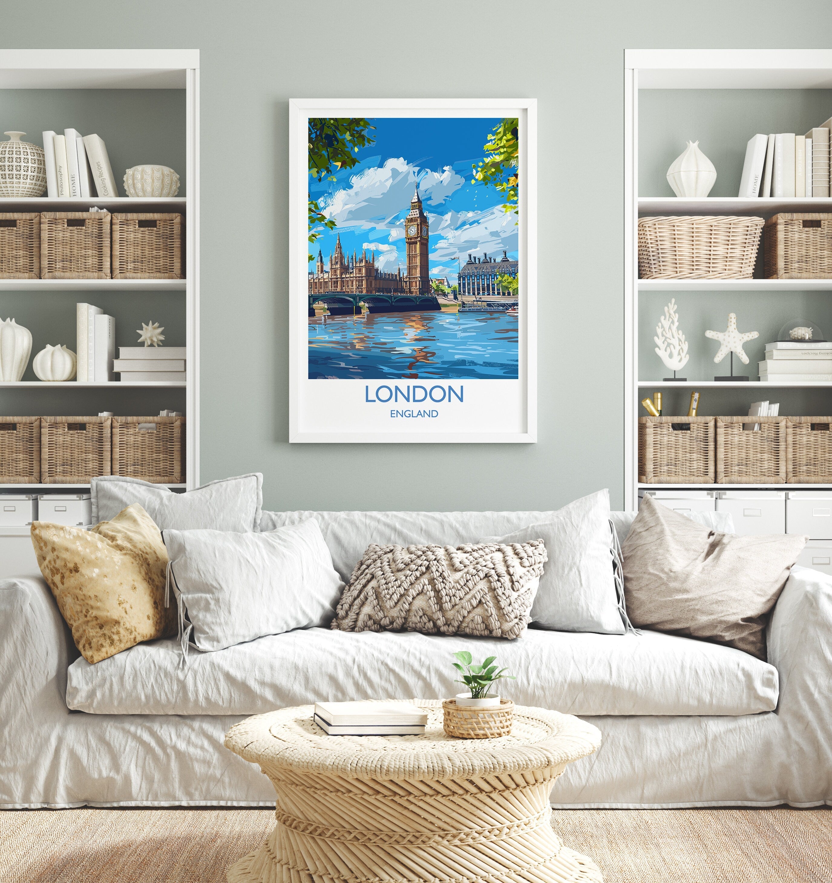 London Travel Print Wall Art, Travel Poster of London, London Art Lovers Gift, Big Ben Art Gift NQ Media Designs