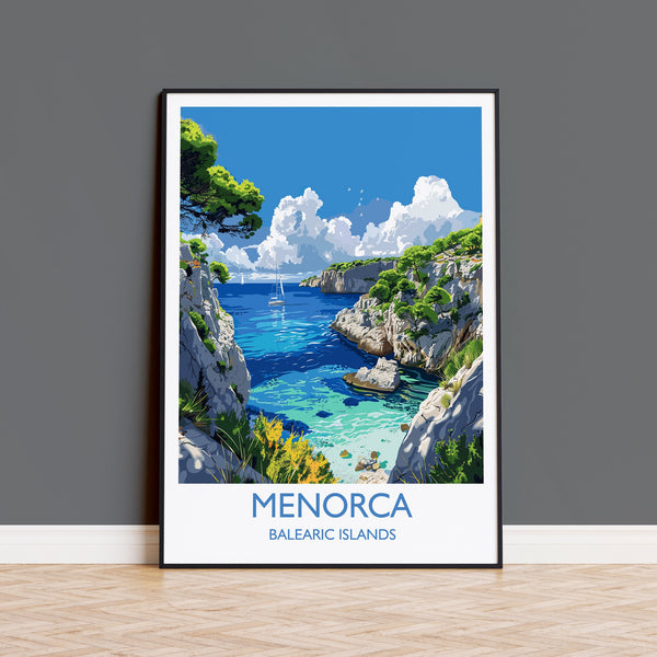 Menorca Travel Print, Travel Poster of Menorca, Balearic Islands Art Lovers Gift, Menorca Wall Art
