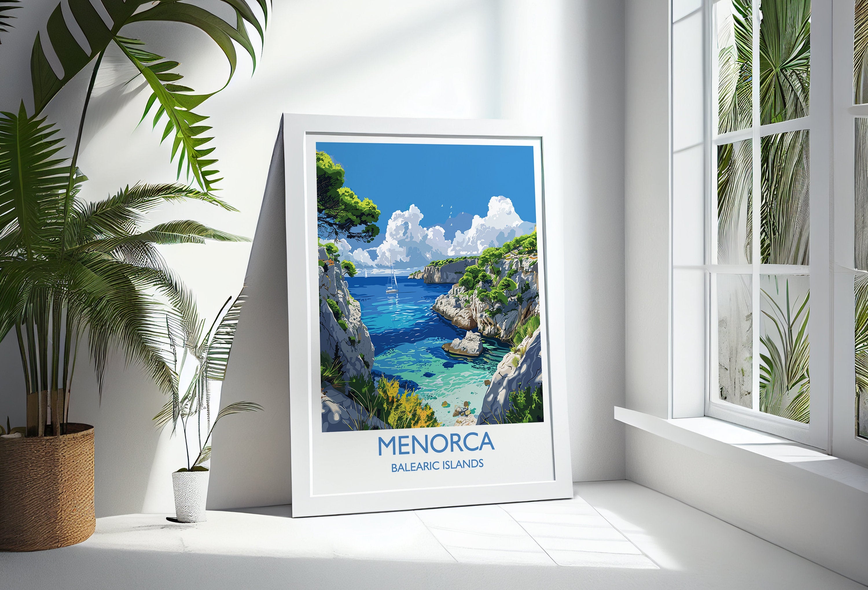 Menorca Travel Print, Travel Poster of Menorca, Balearic Islands Art Lovers Gift, Menorca Wall Art NQ Media Designs