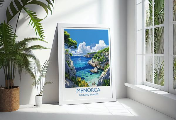 Menorca Travel Print, Travel Poster of Menorca, Balearic Islands Art Lovers Gift, Menorca Wall Art