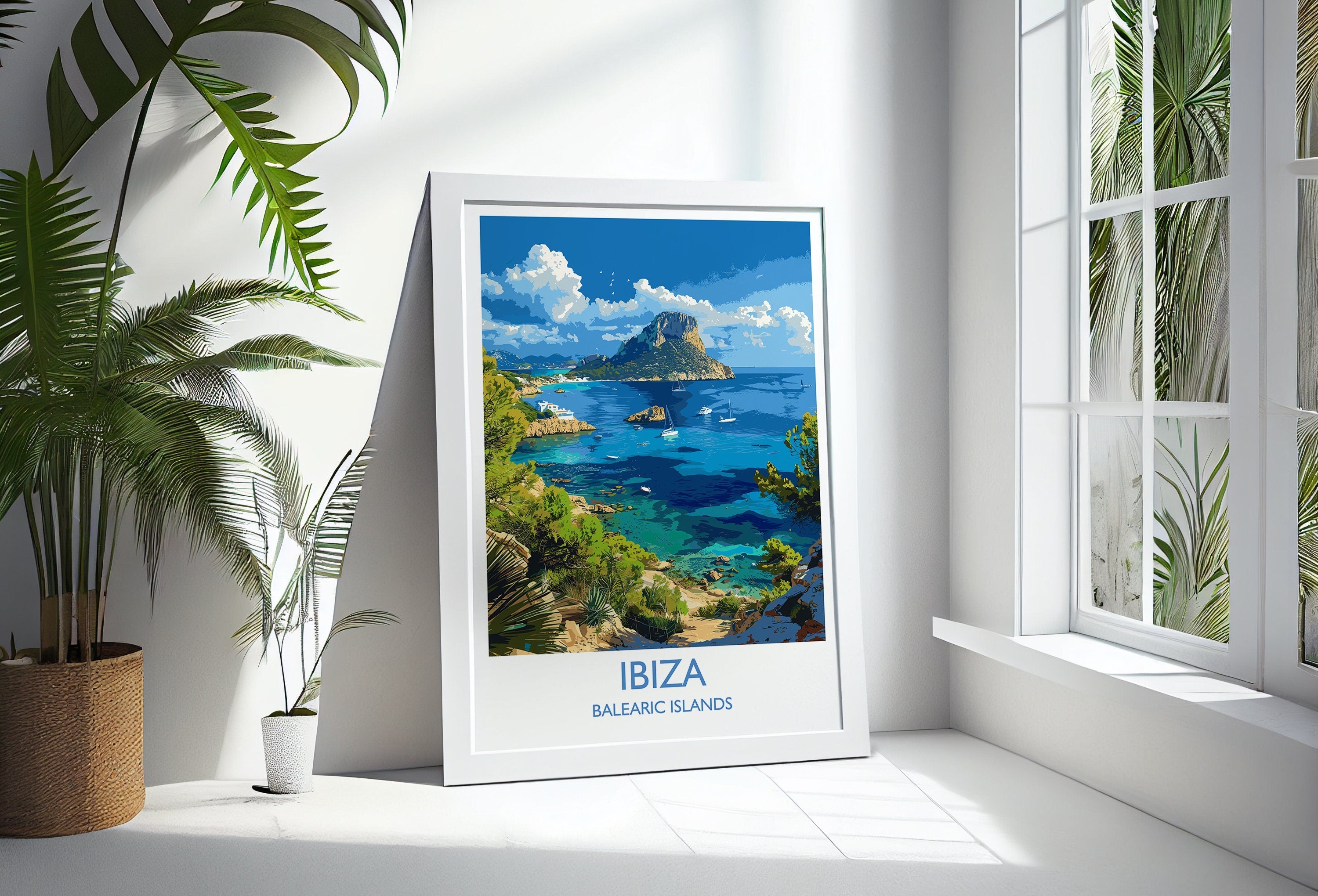 Ibiza Travel Print, Travel Poster of Ibiza, Balearic Islands Art Lovers Gift, Ibiza Wall Art NQ Media Designs