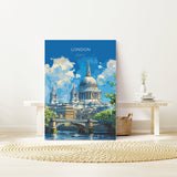 London Travel Poster Wall Art, Travel Print of London, London Art Lovers Gift, St Pauls Cathedral Art Gift NQ Media Designs
