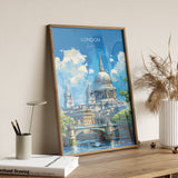 London Travel Poster Wall Art, Travel Print of London, London Art Lovers Gift, St Pauls Cathedral Art Gift NQ Media Designs