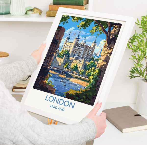 London Travel Print Wall Art, Travel Poster of London, London Art Lovers Gift, Tower of London Art Gift