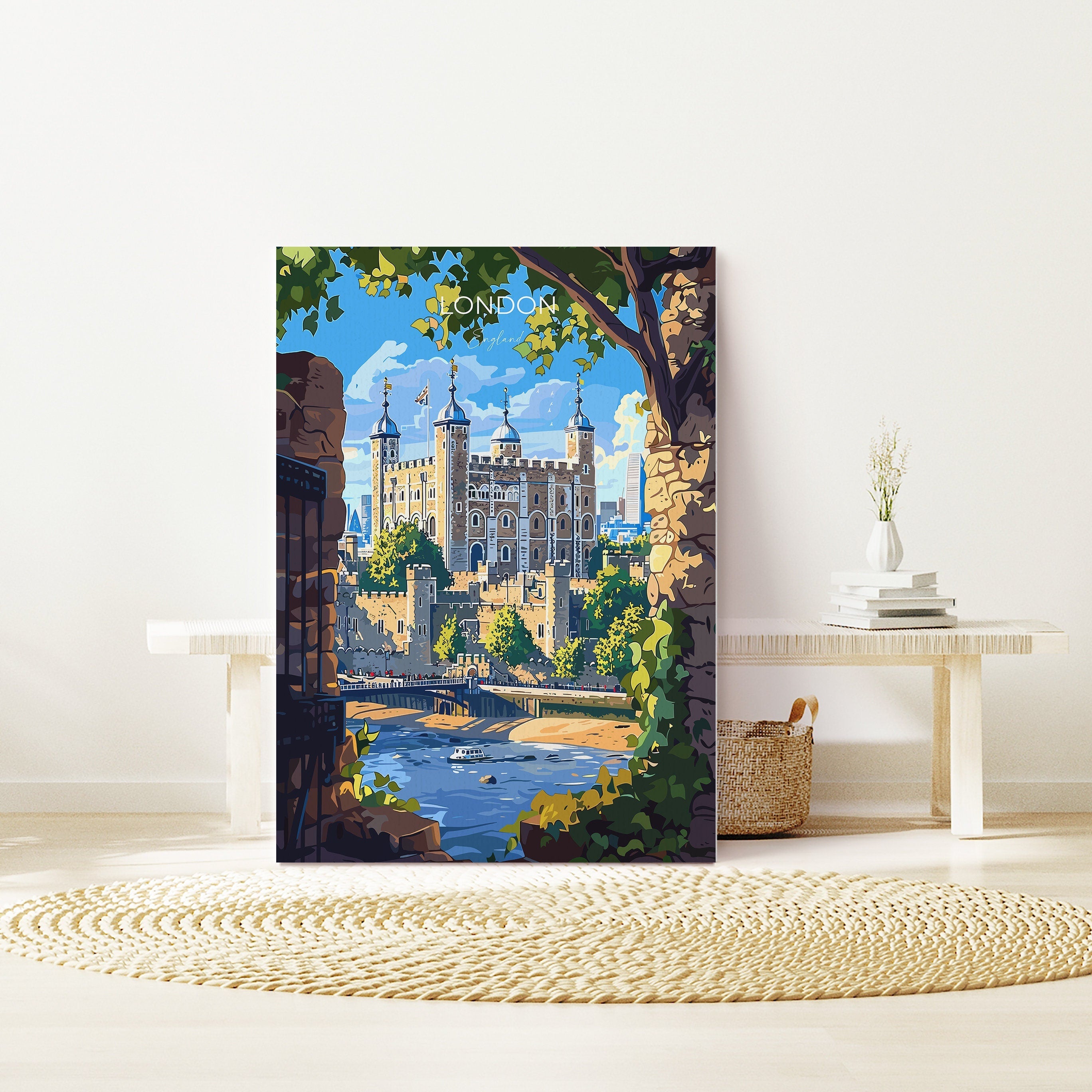 London Travel Poster Wall Art, Travel Print of London, London Art Lovers Gift, Tower of London Art Gift NQ Media Designs