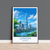 London Travel Print Wall Art, Travel Poster of London, London Art Lovers Gift, The Shard Art Gift