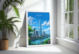 London Travel Poster Wall Art, Travel Print of London, London Art Lovers Gift, The Shard Art Gift NQ Media Designs