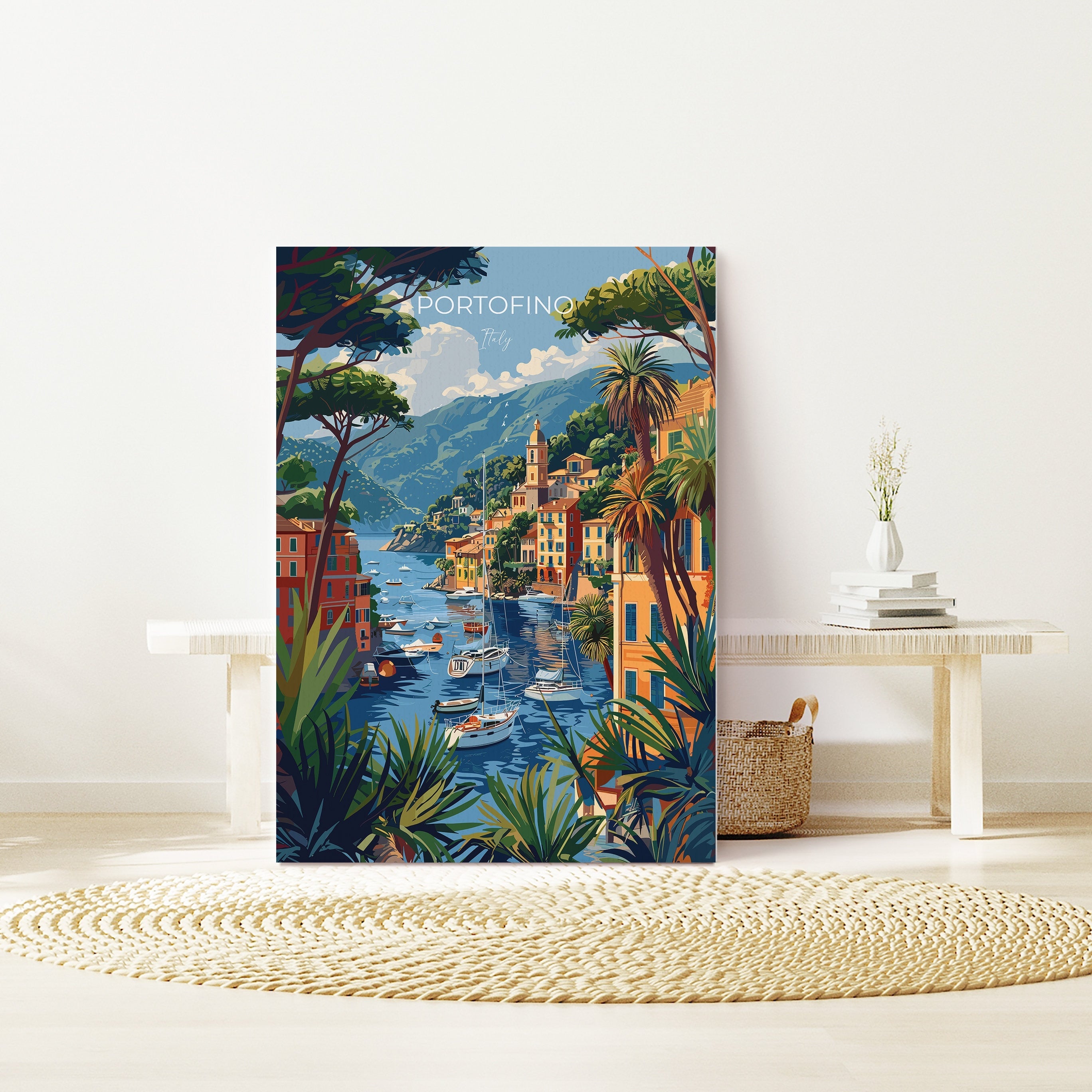 Portofino Travel Print Wall Art, Travel Poster of Portofino, Portofino Art Lovers Gift, Italy, Italian Art Gift NQ Media Designs