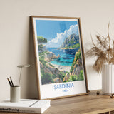 Sardinia Travel Poster Wall Art, Travel Print of Sardinia, Sardinia Art Lovers Gift, Italy, Italian Art Gift NQ Media Designs