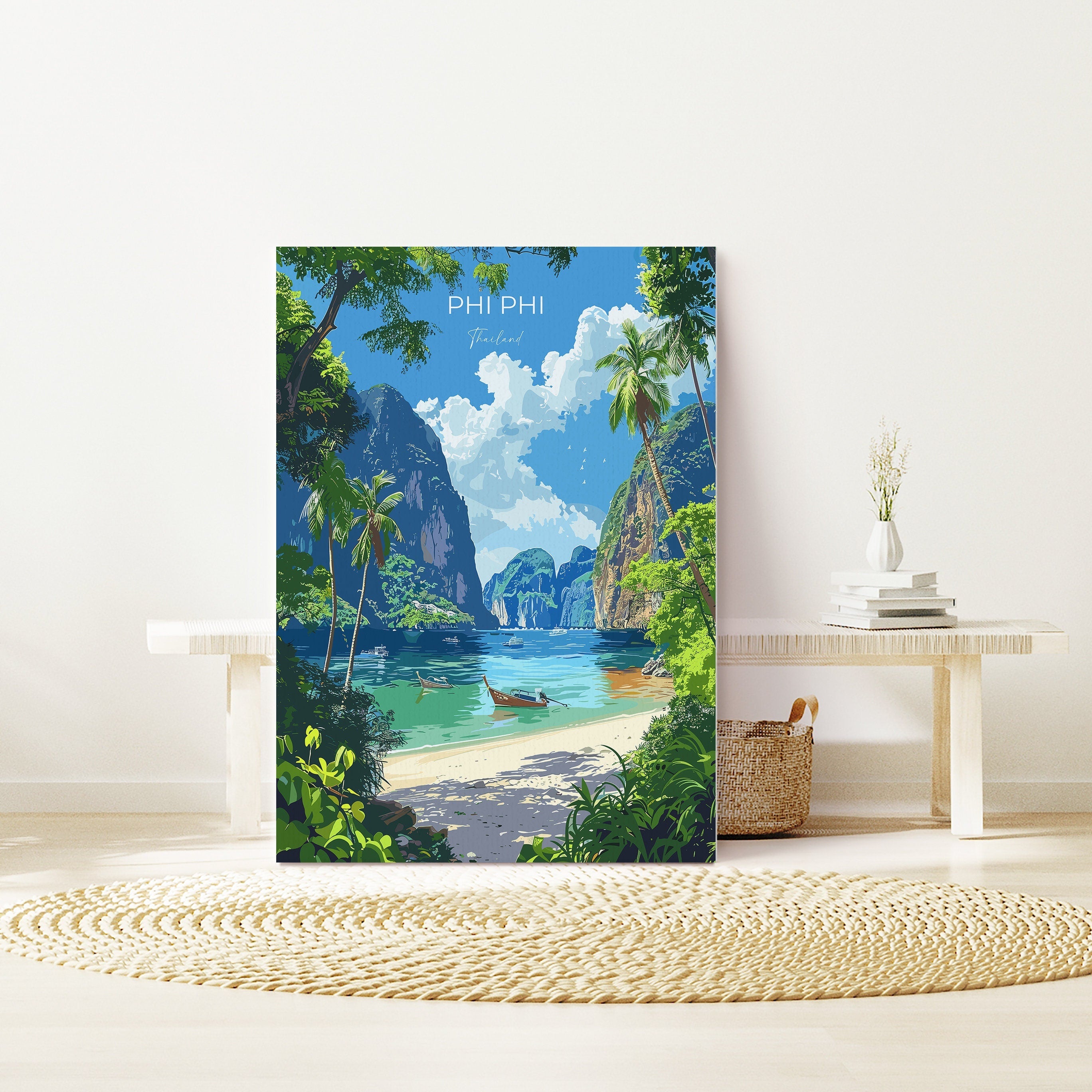 Phi Phi Travel Poster, Travel Print of Phi Phi, Thailand, Phi Phi Islands Art Lovers Gift, Wall Art Print NQ Media Designs