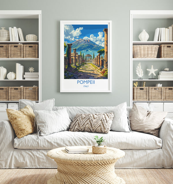 Pompeii Travel Poster Wall Art, Travel Print of Pompeii, Pompeii Art Lovers Gift, Italy, Italian Art Gift