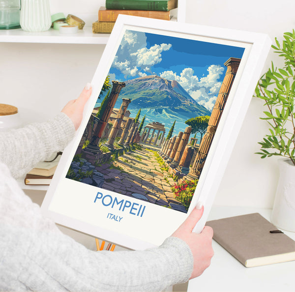 Pompeii Travel Poster Wall Art, Travel Print of Pompeii, Pompeii Art Lovers Gift, Italy, Italian Art Gift