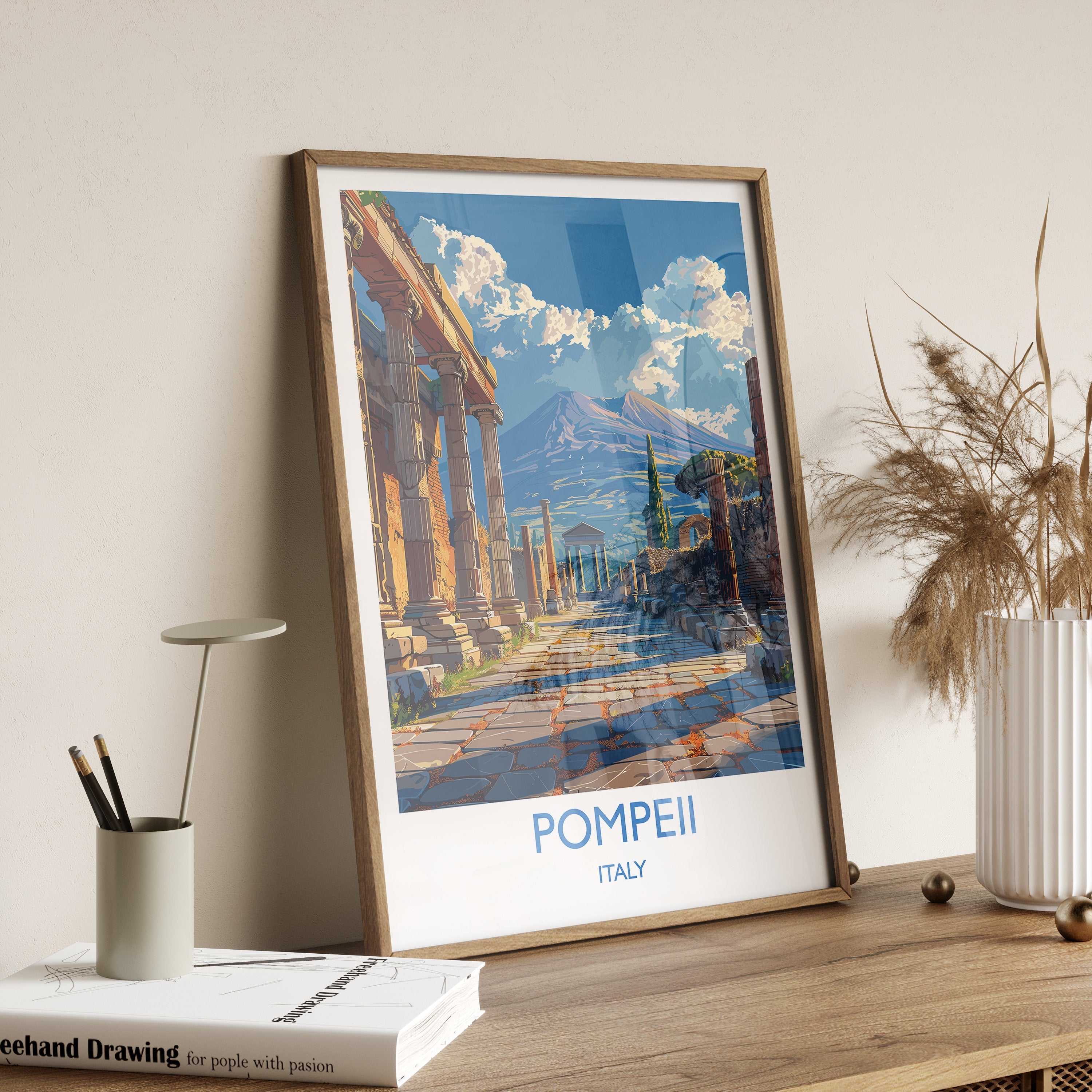 Pompeii Travel Poster Wall Art, Travel Print of Pompeii, Pompeii Art Lovers Gift, Italy, Italian Art Gift NQ Media Designs