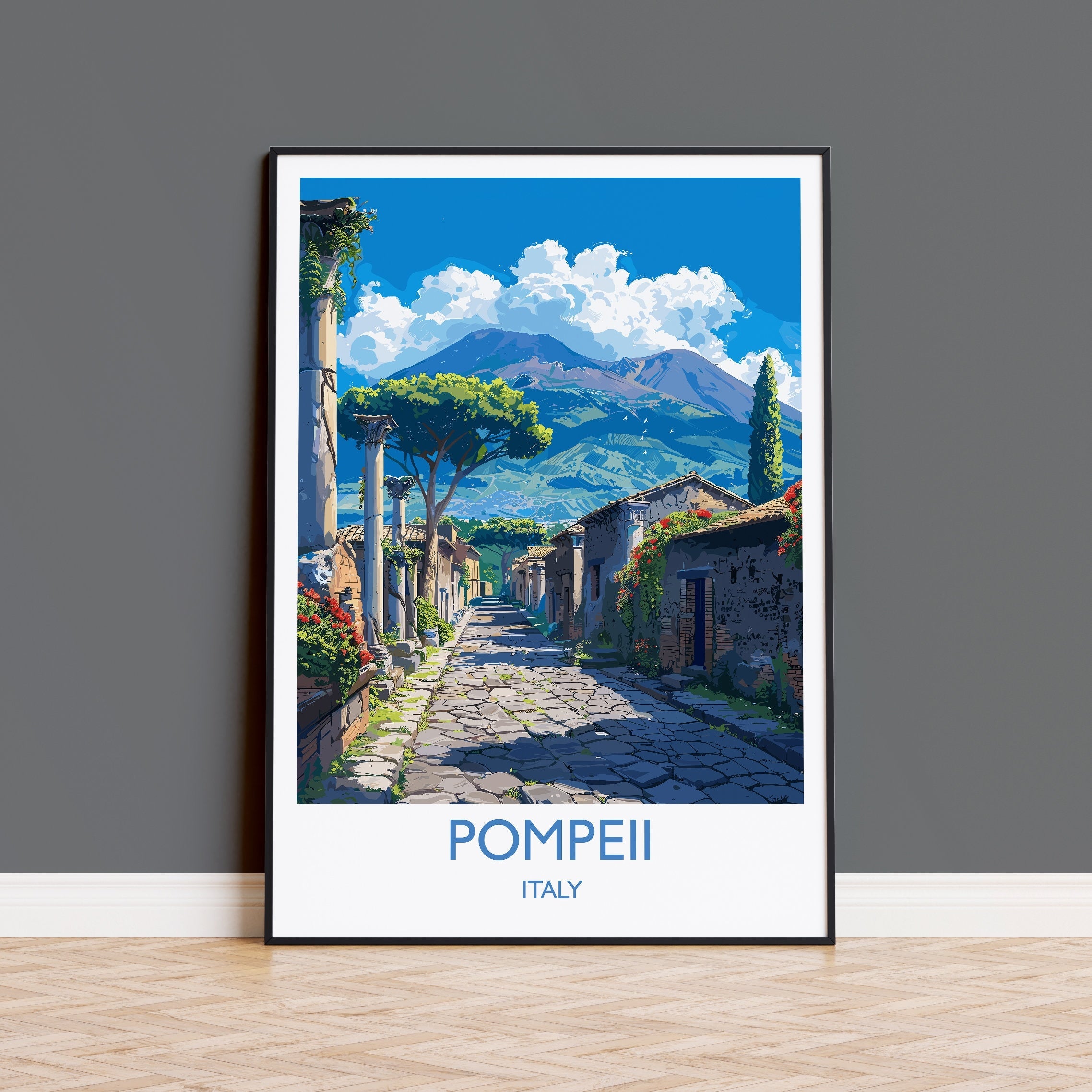 Pompeii Travel Poster Wall Art, Travel Print of Pompeii, Pompeii Art Lovers Gift, Italy, Italian Art Gift NQ Media Designs