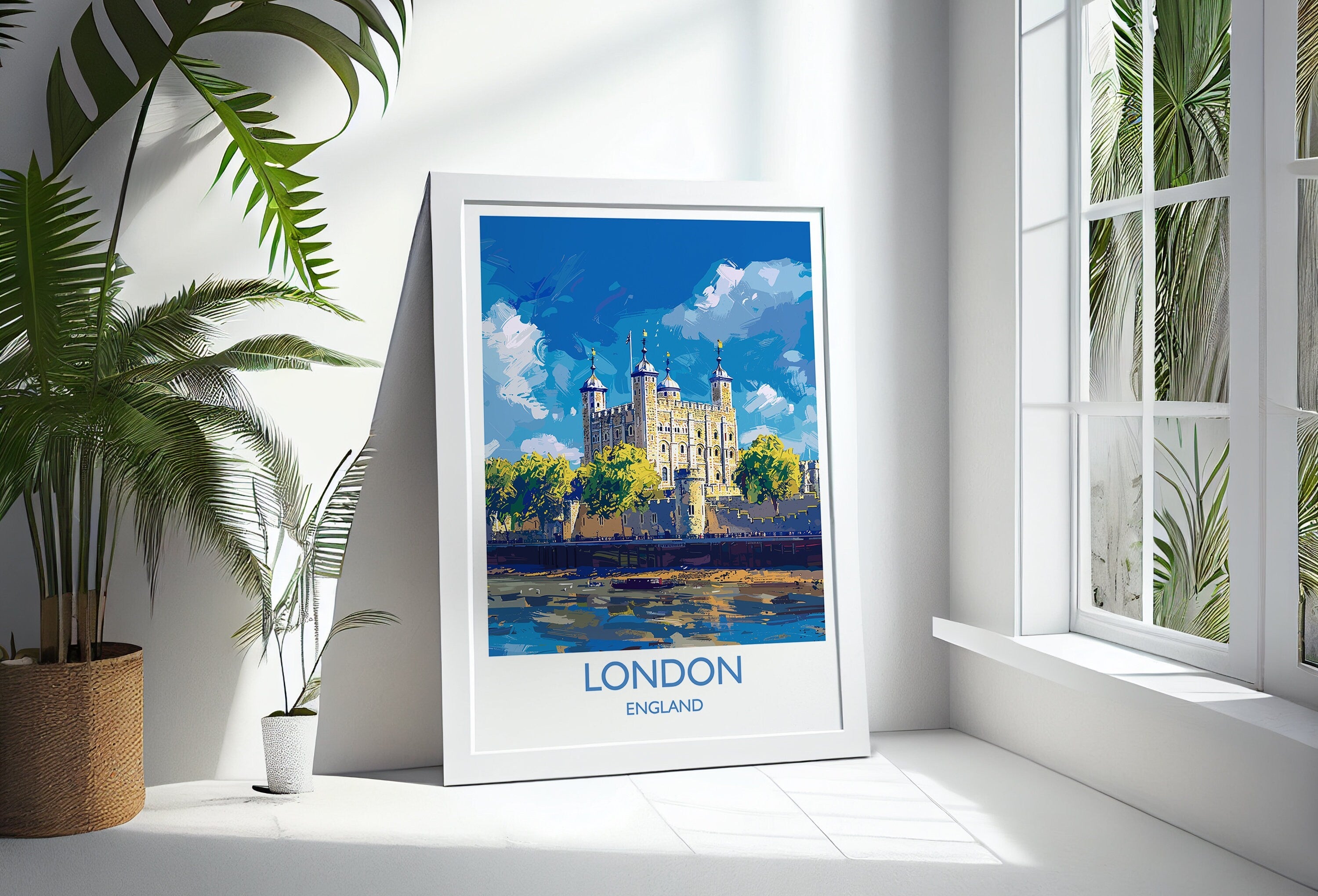 London Travel Print Wall Art, Travel Poster of London, London Art Lovers Gift, Tower of London Art Gift NQ Media Designs