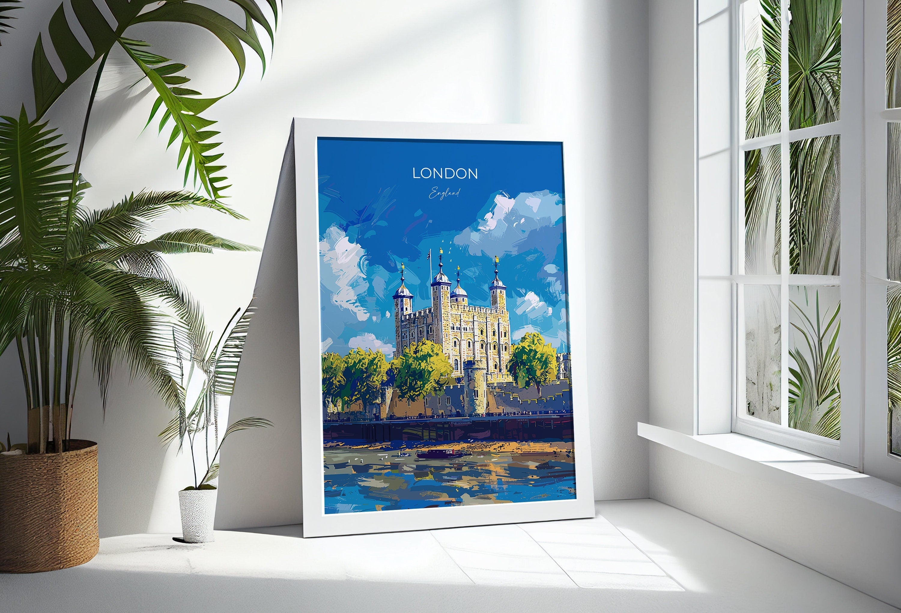 London Travel Poster Wall Art, Travel Print of London, London Art Lovers Gift, Tower of London Art Gift NQ Media Designs