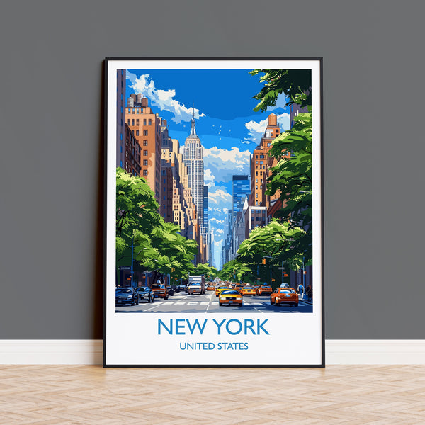 New York Travel Print Wall Art, Travel Poster of New York , New York Art Lovers Gift, USA Art Gift