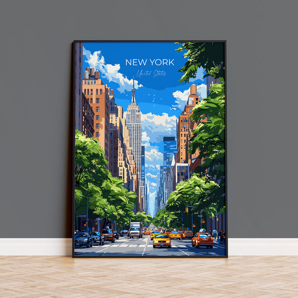 New York Travel Poster Wall Art, Travel Print of New York , New York Art Lovers Gift, USA Art Gift