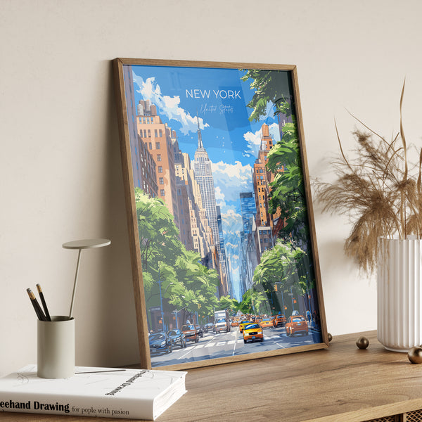 New York Travel Poster Wall Art, Travel Print of New York , New York Art Lovers Gift, USA Art Gift