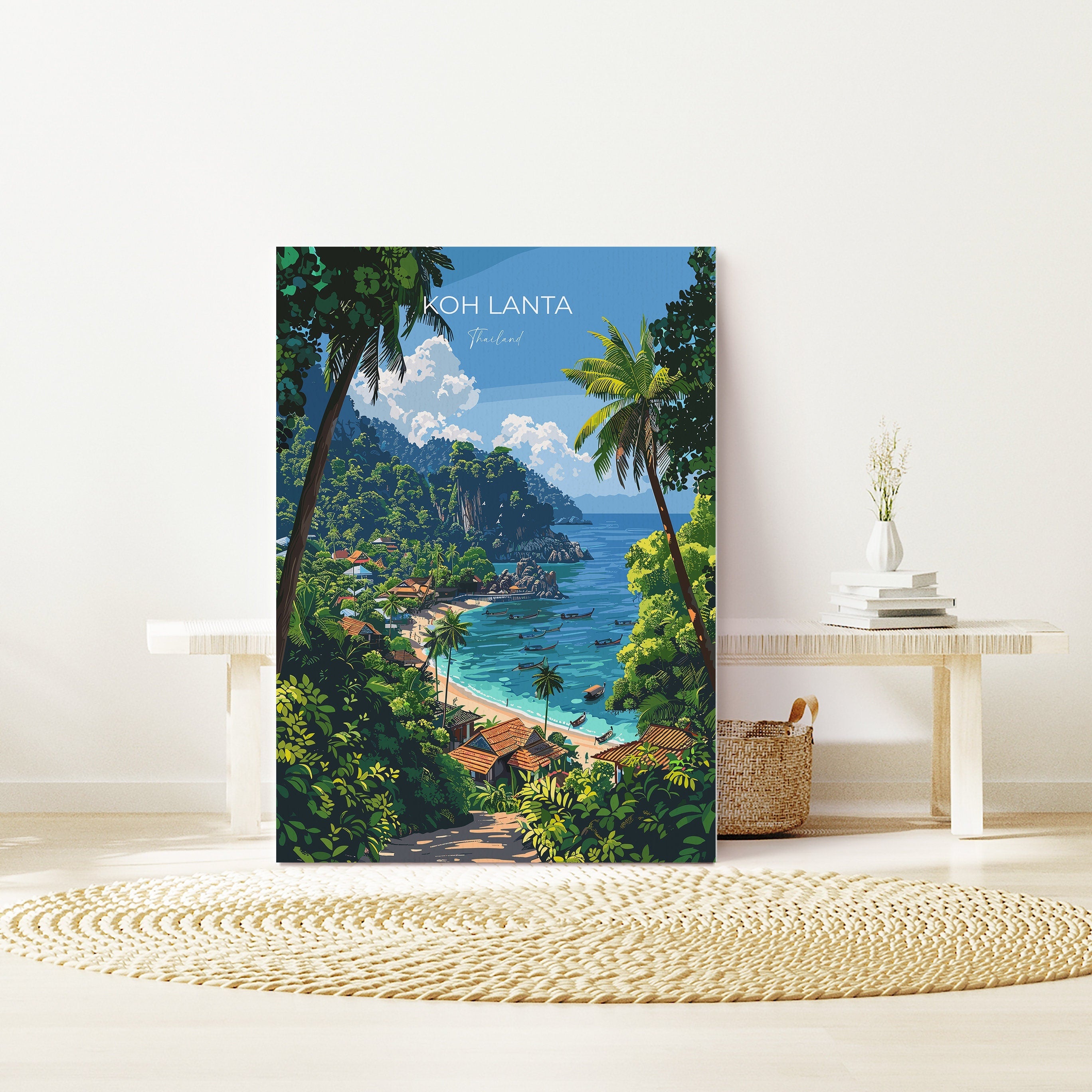 Koh Lanta Travel Poster Wall Art, Travel Print of Koh Lanta, Thailand, Koh Lanta Art Lovers Gift, Travel Gift Art NQ Media Designs