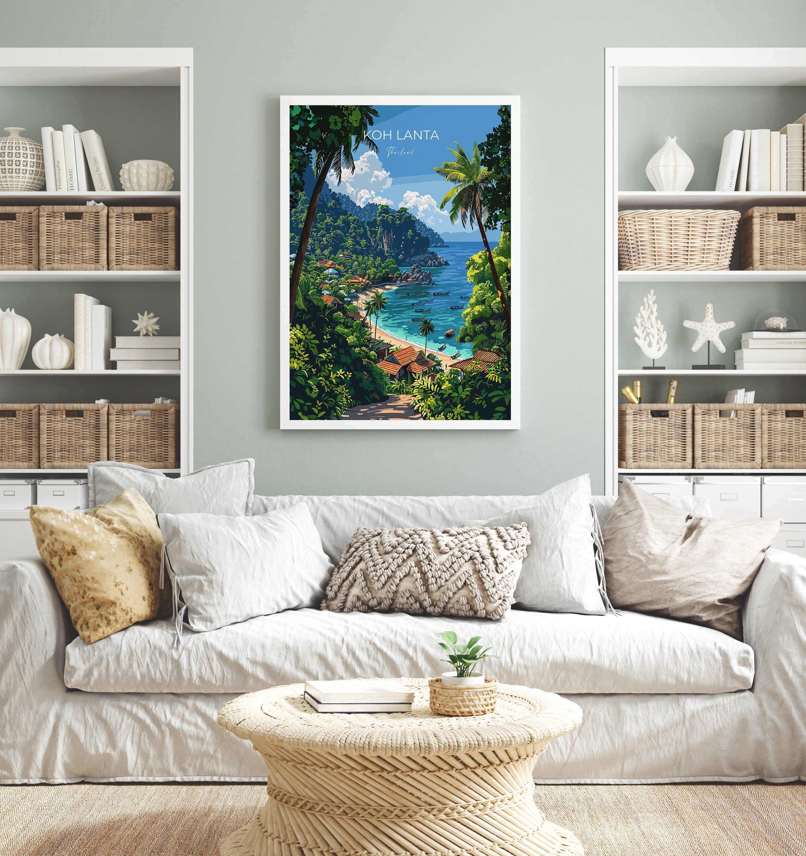 Koh Lanta Travel Poster Wall Art, Travel Print of Koh Lanta, Thailand, Koh Lanta Art Lovers Gift, Travel Gift Art NQ Media Designs