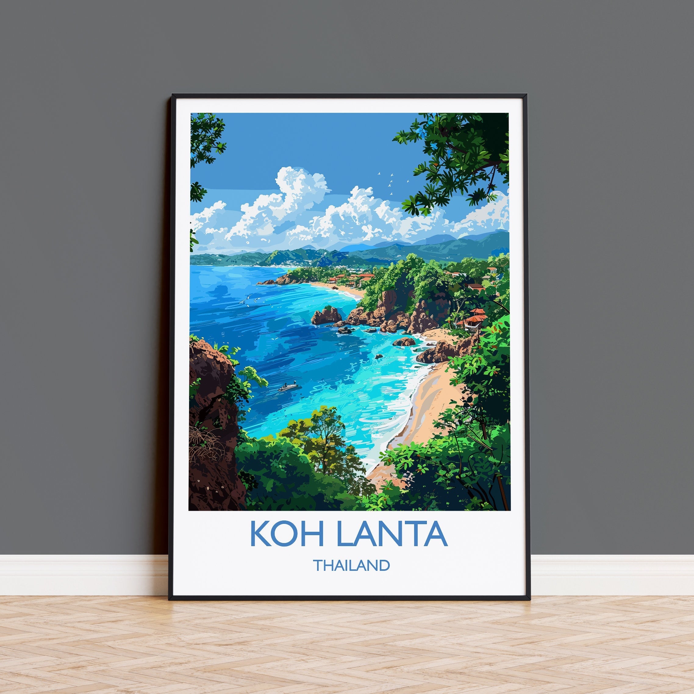 Koh Lanta Travel Print, Travel Poster of Koh Lanta, Thailand, Koh Lanta Art Lovers Gift, Wall Art Print NQ Media Designs