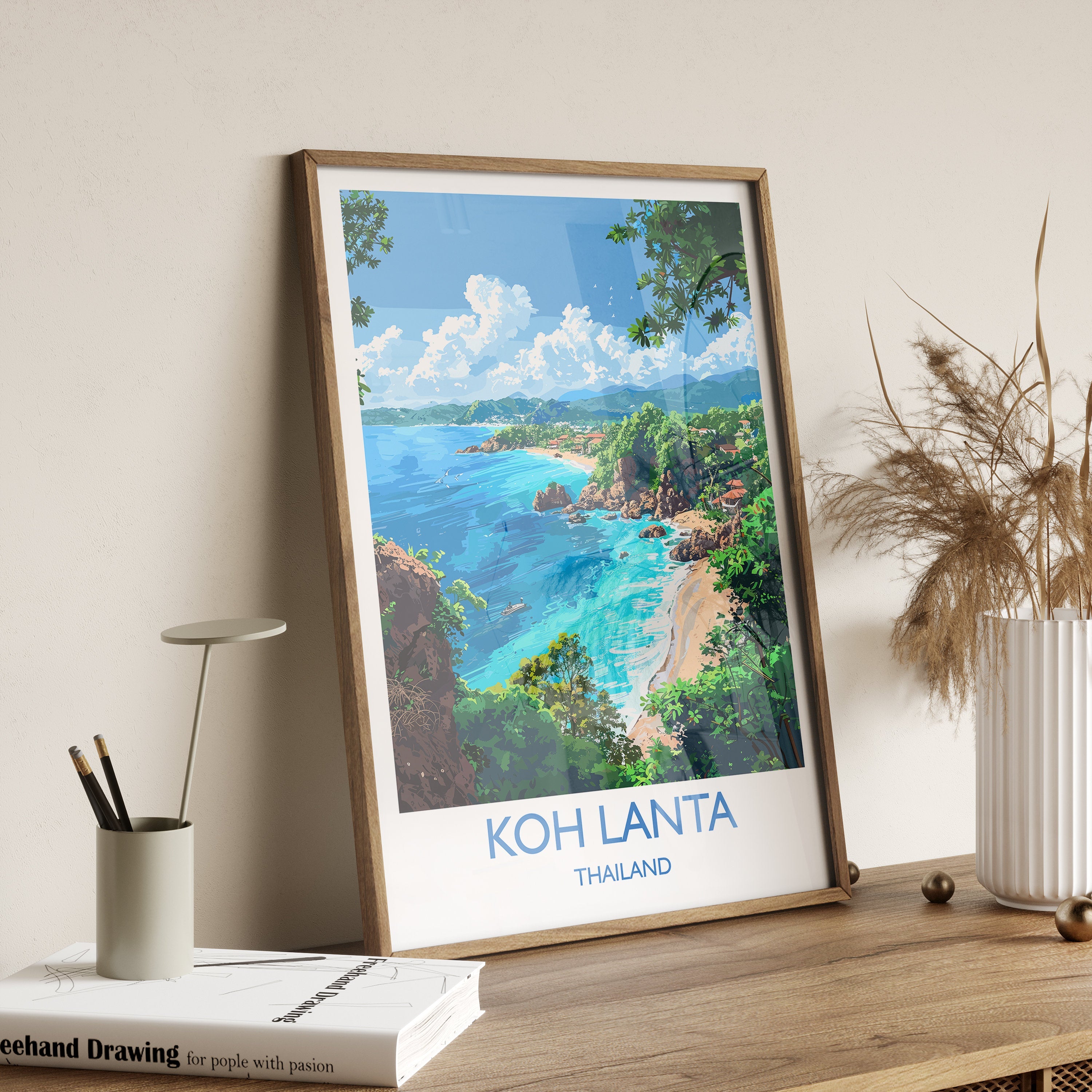 Koh Lanta Travel Print, Travel Poster of Koh Lanta, Thailand, Koh Lanta Art Lovers Gift, Wall Art Print NQ Media Designs