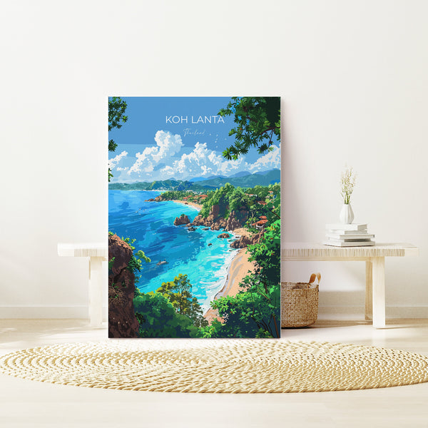 Koh Lanta Travel Poster Wall Art, Travel Print of Koh Lanta, Thailand, Koh Lanta Art Lovers Gift, Travel Gift Art