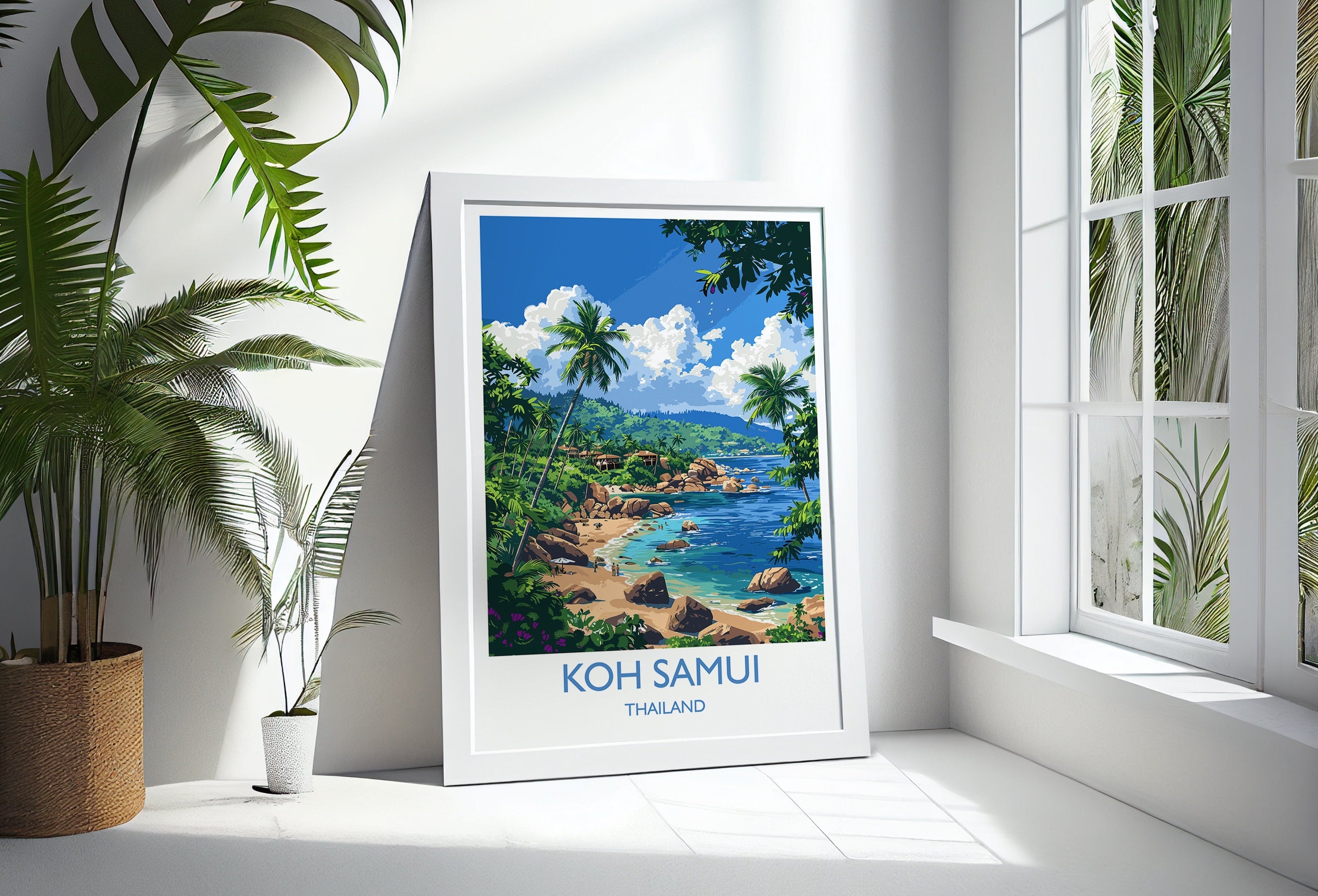 Koh Samui Travel Print, Travel Poster of Koh Samui, Thailand, Koh Samui Art Lovers Gift, Wall Art Print NQ Media Designs