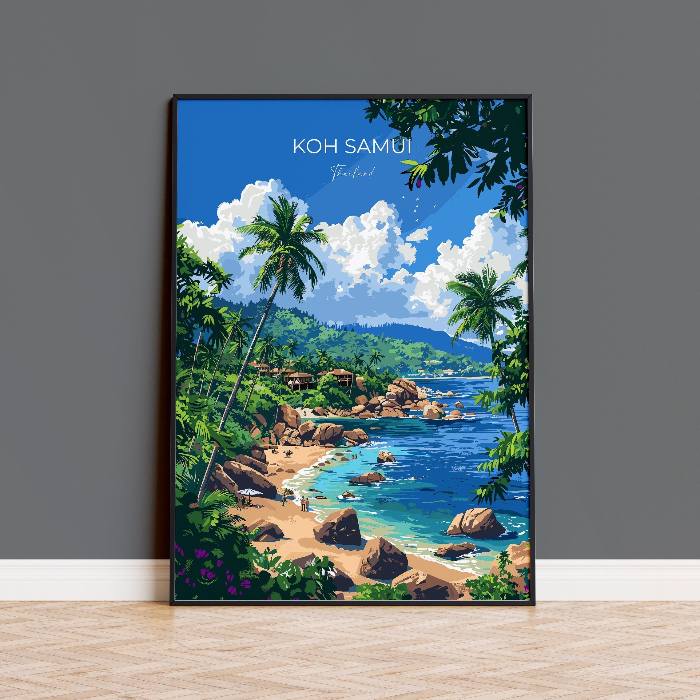 Koh Samui Travel Poster Wall Art, Travel Print of Koh Samui, Thailand, Koh Samui Art Lovers Gift, Travel Gift Art NQ Media Designs
