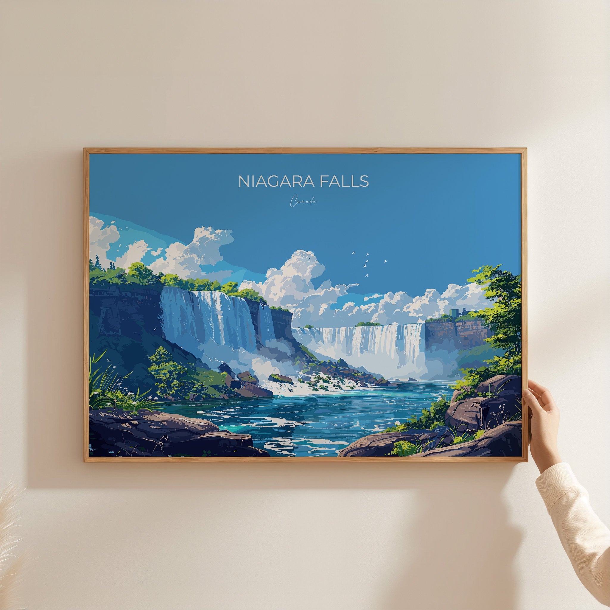Niagara Falls Travel Poster Wall Art, Landscape Travel Print of Niagara Falls, Niagara Falls Art Lovers Gift, Canada, Travel Wall Art Gift NQ Media Designs